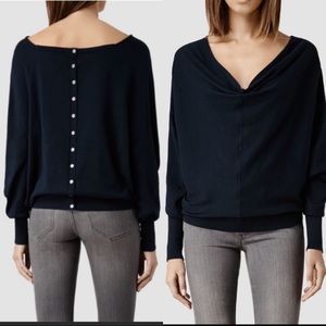 AllSaints Elgar Cowl Neck Dolman Sleeve Sweater